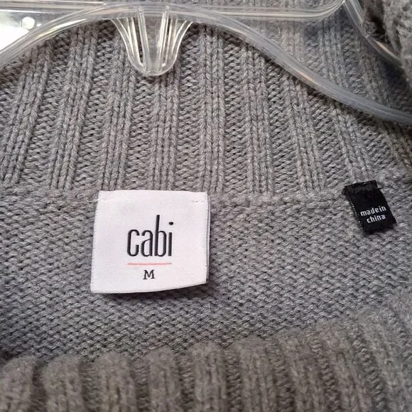 Cabi Eden Gray Purple Floral Bell Sleeve Turtleneck Sweater WOMENs Size M - Picture 2 of 6